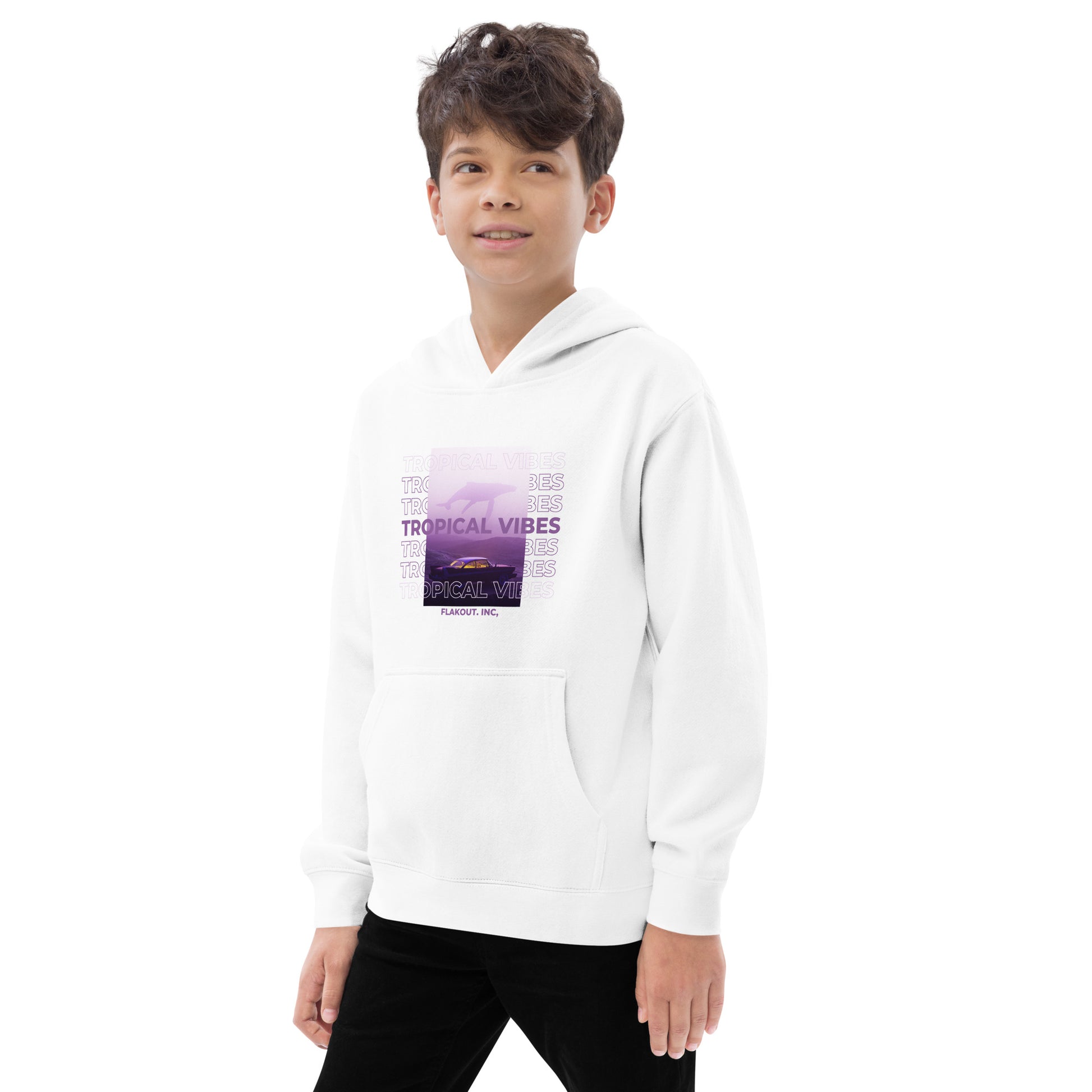 Tropical Vibes Odyssey Kid's Fleece Hoodie - FLAKOUT