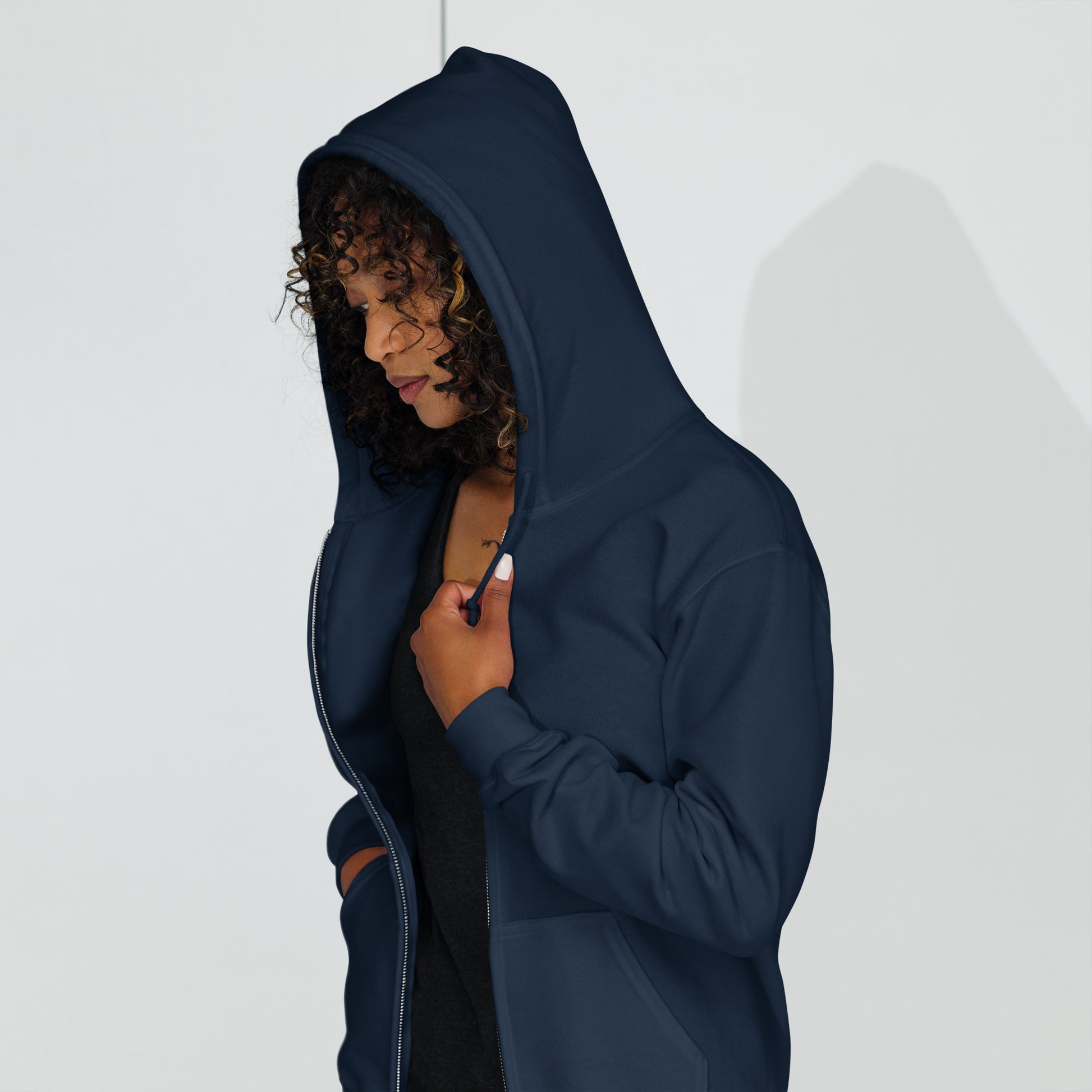 Violet Veil Of Oblivion Heavy Harmony Fusion Zip Hoodie - Navy - FLAKOUT