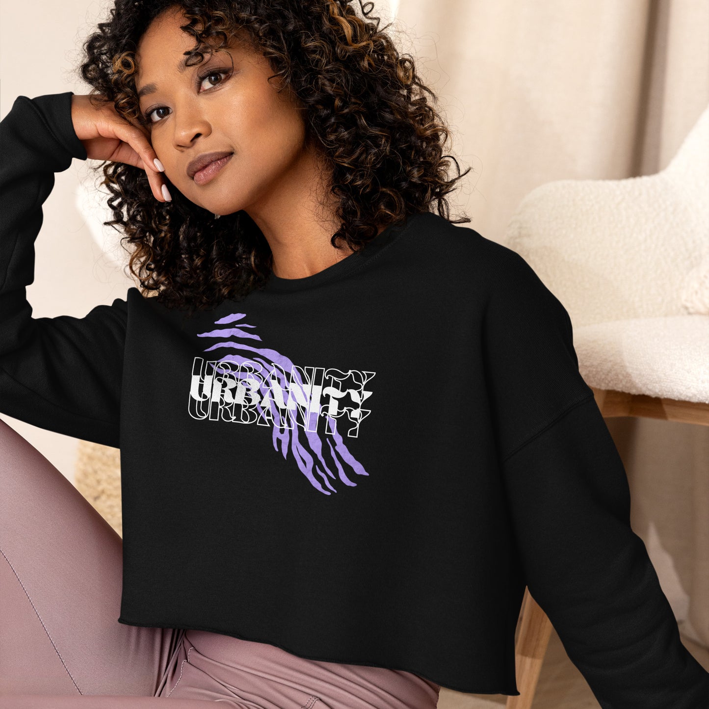 Streetwise Urbanity Women's Crop Sweatshirt - Black - FLAKOUT