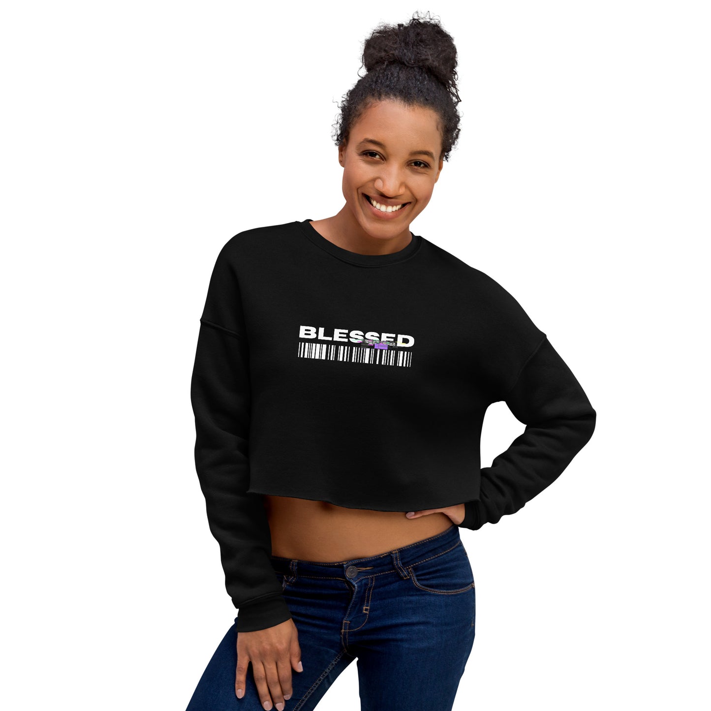 Divine Grace Blessed Women's Crop Sweatshirt - Black - FLAKOUT