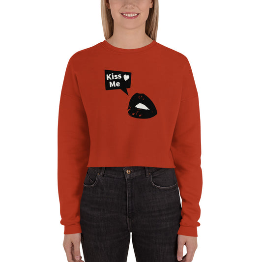 Sweet Talker Kiss Me Women's Crop Sweatshirt - Brick - FLAKOUT