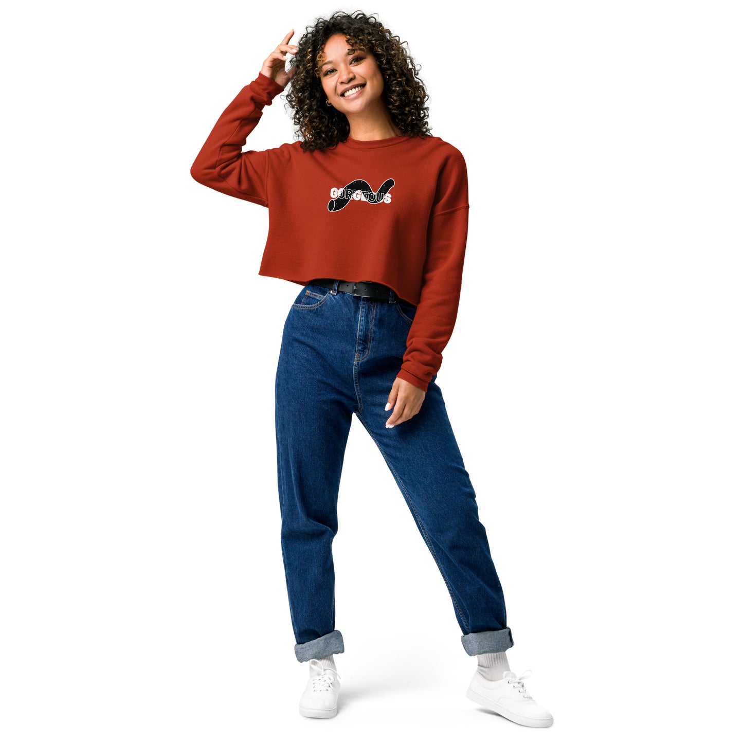 Gorgeous Opullent Allure Women's Crop Sweatshirt - Brick - FLAKOUT