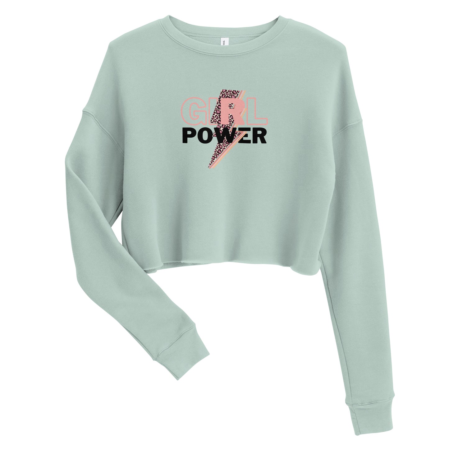 Queenly Girl Power Rebellion Women's Crop Sweatshirt - Dusty Blue - FLAKOUT