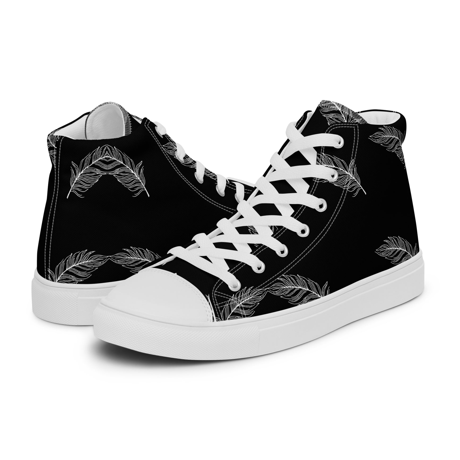 Ethereal Plumes Women's High Top Canvas Shoes - FLAKOUT