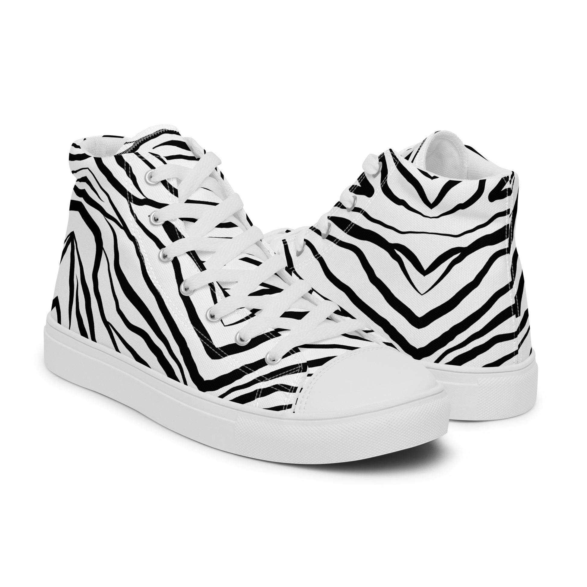 Striped Zebra Vibrance Women’s High Top Canvas Shoes - FLAKOUT