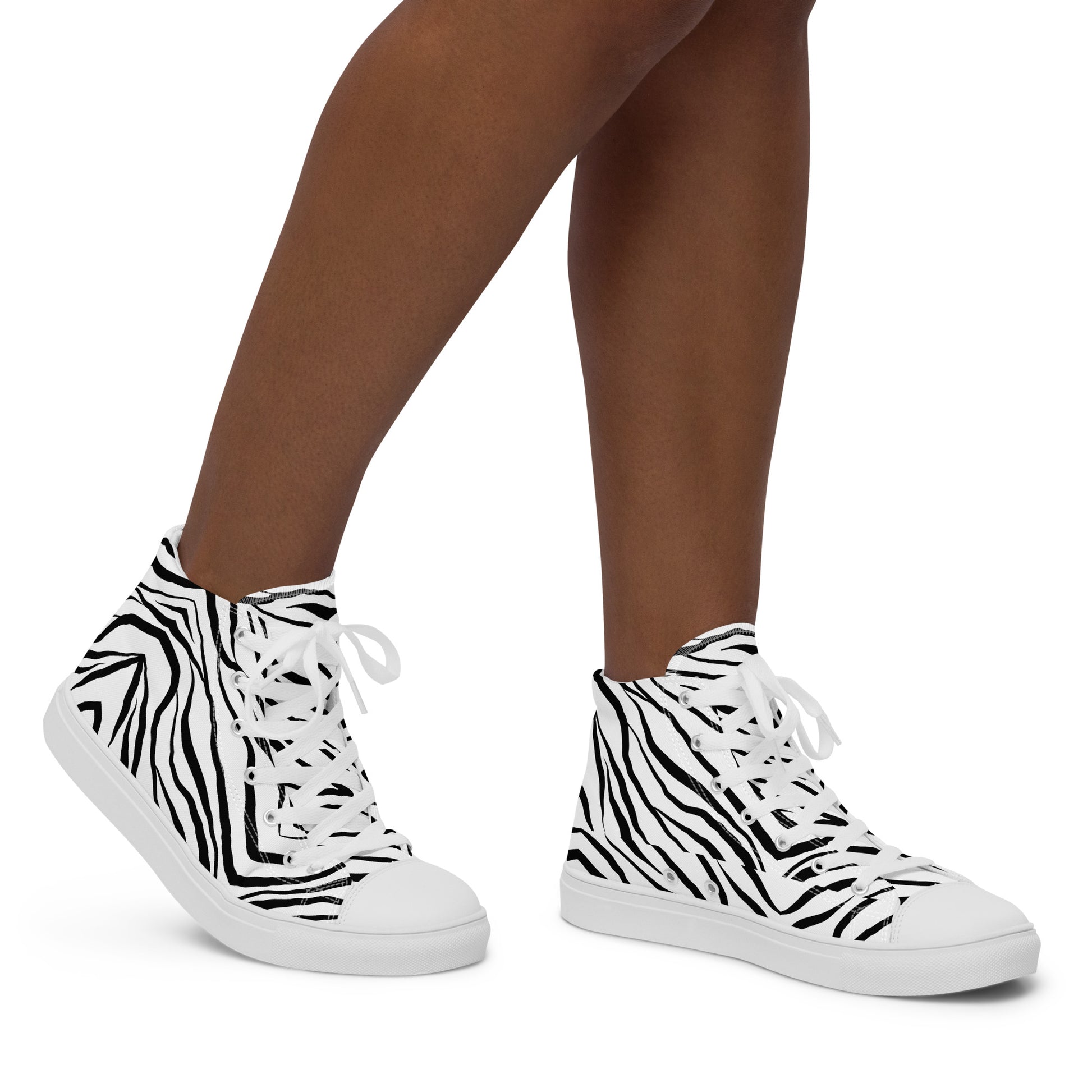 Striped Zebra Vibrance Women’s High Top Canvas Shoes - FLAKOUT