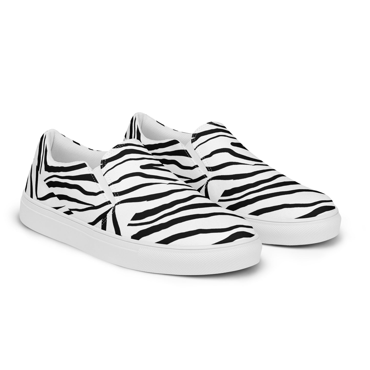 Striped Zebra Vibrance Women's Slip-On Canvas Shoes - FLAKOUT