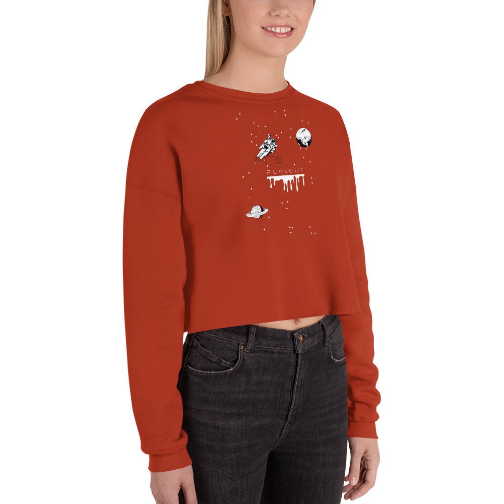 Astronaut Women's Crop Sweatshirt - Brick - FLAKOUT