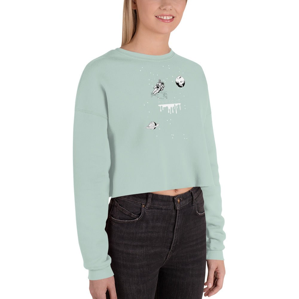 Astronaut Women's Crop Sweatshirt - Dusty Blue - FLAKOUT